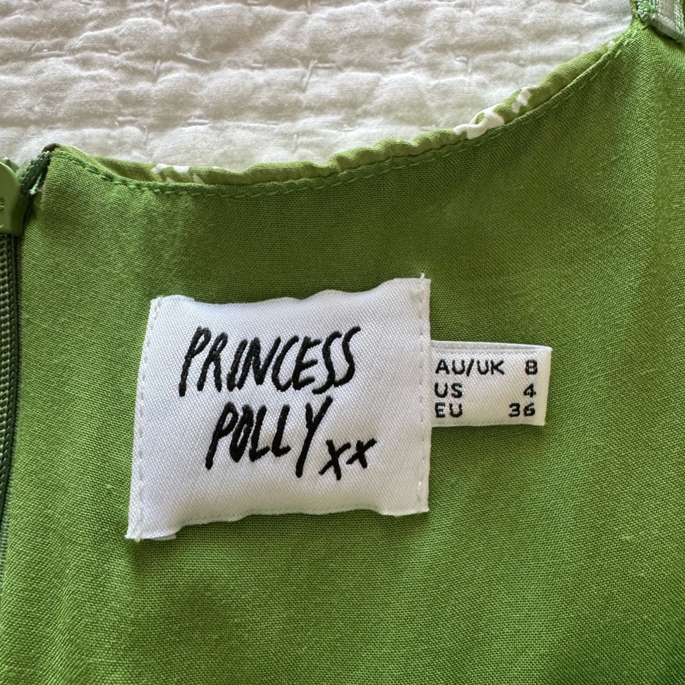 Princess Polly Hastings Mini Dress Olive Green Floral - Picture 2 of 3